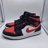 Jordan 1 Mid White Black Red - size 9.5