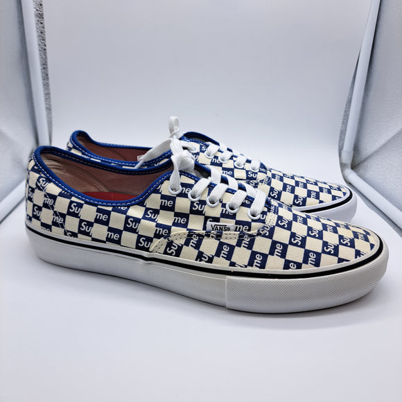 Vans Authentic Supreme Blue Checker Logo - size 11