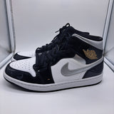 Jordan 1 Mid Patent Black White Metallic Gold - size 9.5