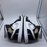 Jordan 1 Mid Patent Black White Metallic Gold - size 9.5