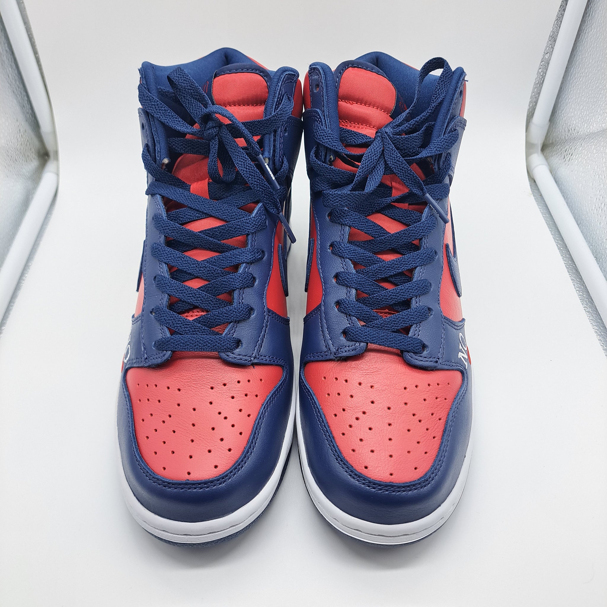 Shop Nike SB Dunk High Supreme Navy Red - size 9 Online & In Store